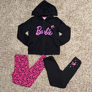 Girls size 7/8 Barbie bundle hoodie and 2 pairs of leggings